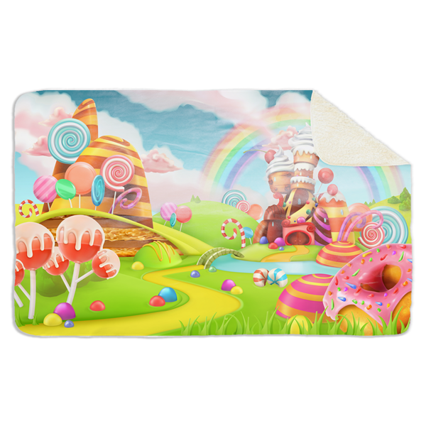Fleecedeken Candyland, 96x146cm, Polyester Sherpa, print deken, FD2024985