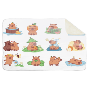 Fleecedeken Capibara's en liefde, 96x146cm, Polyester Sherpa, FD2025004