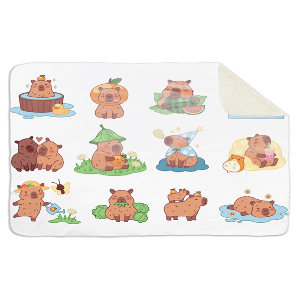 Fleecedeken Capibara's en liefde, 96x146cm, Polyester Sherpa, FD2025004