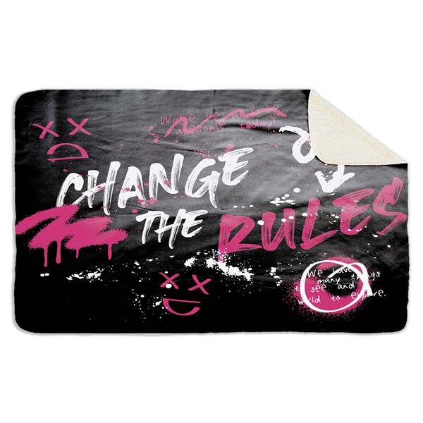 Fleecedeken Change the rules, FD2023001, 96x146cm, Polyester Sherpa