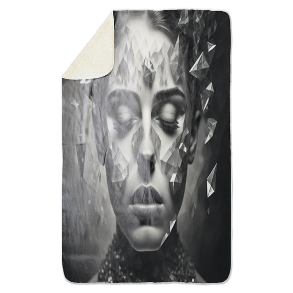 Fleecedeken Dame met kristal, 96x146cm, Polyester Sherpa, deken met print