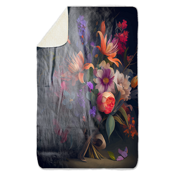 Fleecedeken van Bloemenboeket, FD2023103, 96x146cm, Polyester Sherpa