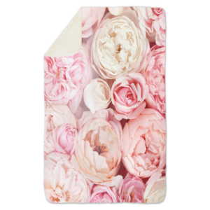 Fleecedeken Bloemen Roze rozen, FD2023104, 96x146cm, Polyester Sherpa