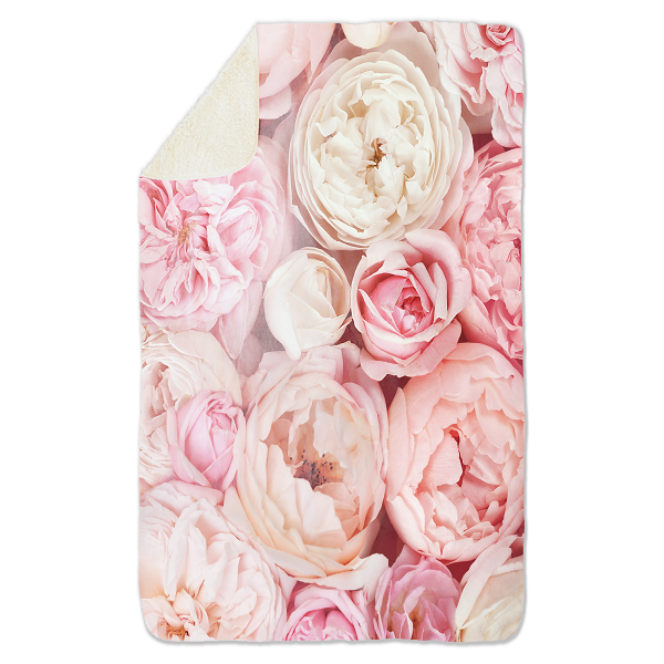 Fleecedeken Bloemen Roze rozen, FD2023104, 96x146cm, Polyester Sherpa