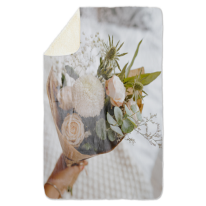 Fleecedeken Boeket Bloemen, 96x146cm, Polyester Sherpa, deken met print