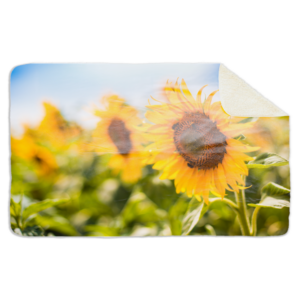 Fleecedeken Zonnebloemen in het veld, 96x146cm, Polyester Sherpa