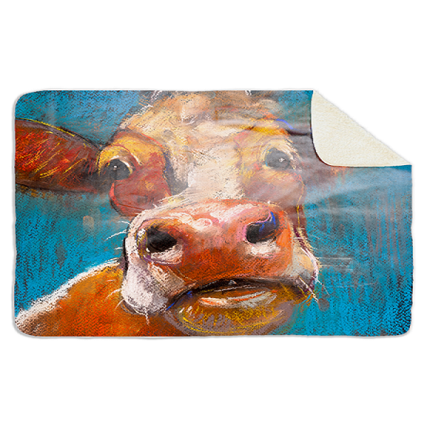 Fleecedeken Dieren Koe, FD2023203, Plaid, 96x146cm, Polyester Sherpa