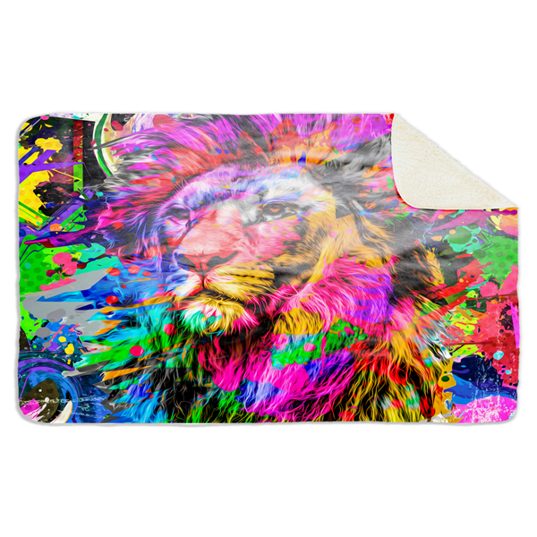 Fleecedeken Leeuw Grafisch 2, FD2023213, Plaid, 96x146cm, Polyester Sherpa