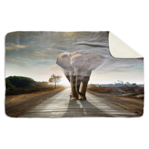 Fleecedeken Olifant, FD2023215, Plaid, 96x146cm, Polyester Sherpa