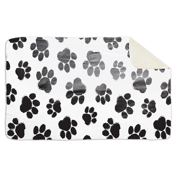 Fleecedeken Hondenpoot, 96x146cm, Polyester Sherpa, deken met print