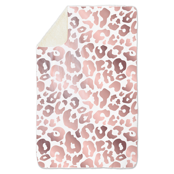 Fleecedeken Panter roze, 96x146cm, Polyester Sherpa, deken met print