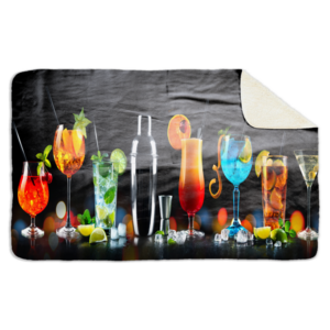 Fleecedeken Cocktail , 96x146cm, Polyester Sherpa, Deken met print