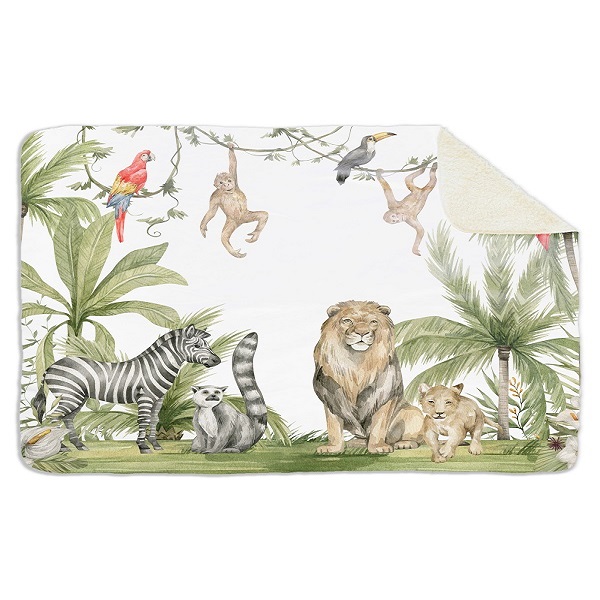 Fleecedeken Jungle Leeuw, FD2023403, Plaid, 96x146cm, Polyester Sherpa