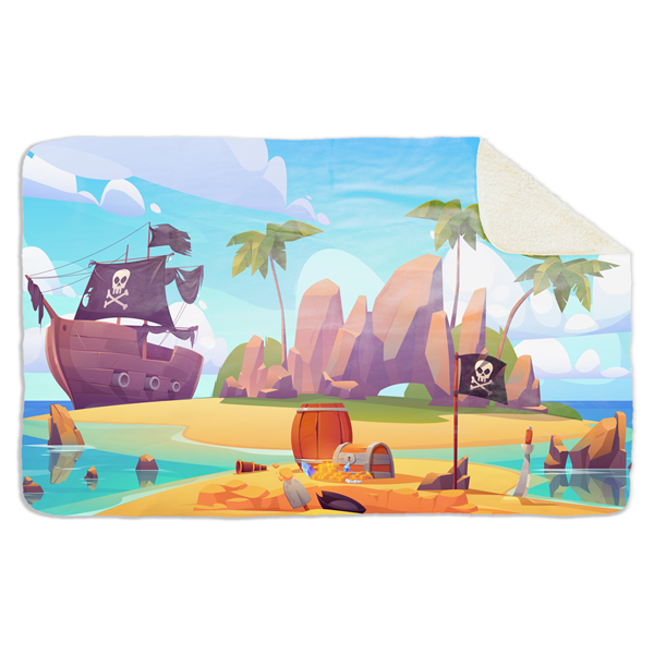 Fleecedeken Piraat, 96x146cm, Polyester Sherpa, deken met print