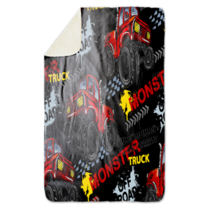 Fleecedeken Monster truck, 96x146cm, Polyester Sherpa, deken met print