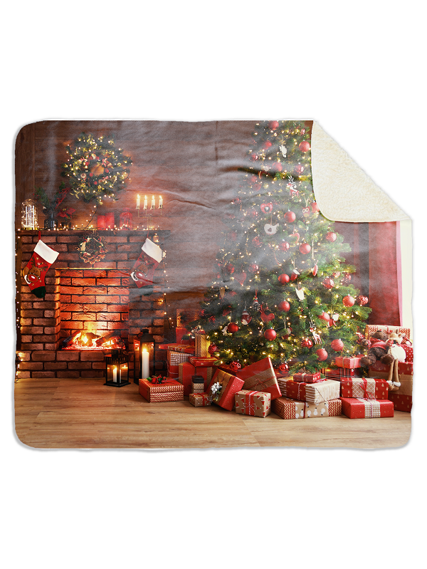 Fleecedeken Kerst, FD2023502, Plaid, 96x146cm, Polyester Sherpa