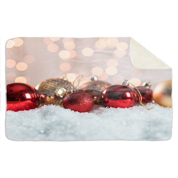 Fleecedeken Kerstbal rood, FD2023508, Plaid, 96x146cm, Polyester Sherpa