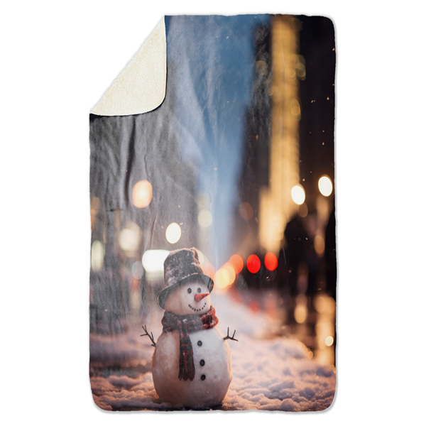 Fleecedeken Sneeuwman, FD2023516, Plaid, 96x146cm, Polyester Sherpa
