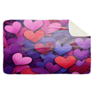 Fleecedeken Hartjes , 96x146cm, Polyester Sherpa, FD2023517, deken met print