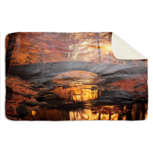 Fleecedeken Herfst met brug, FD2023607, Plaid, 96x146cm, Polyester Sherpa