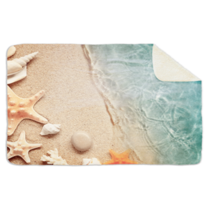 Fleecedeken Strand met schelpen, FD2023613, Plaid, 96x146cm, Polyester Sherpa
