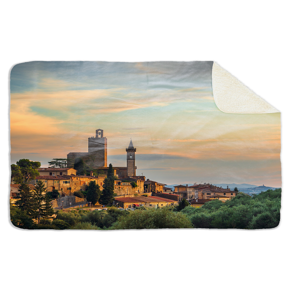 Fleecedeken Toren Italie, FD2023703, Plaid, 96x146cm, Polyester Sherpa
