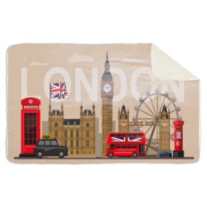 Fleecedeken Londen, 96x146cm, Polyester Sherpa, FD2023710, deken met print