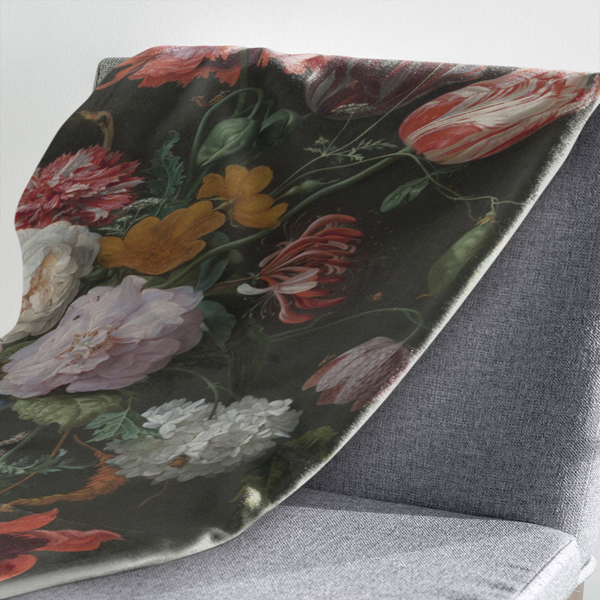 Fleecedeken Bloemen1, FD2023805, 96x146cm, Polyester Sherpa - Afbeelding 3