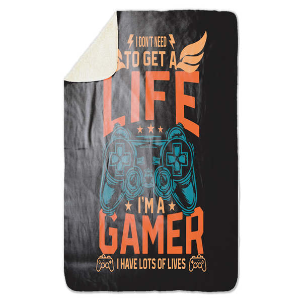 Fleecedeken Gamer, 96x146cm, Polyester Sherpa, deken met print