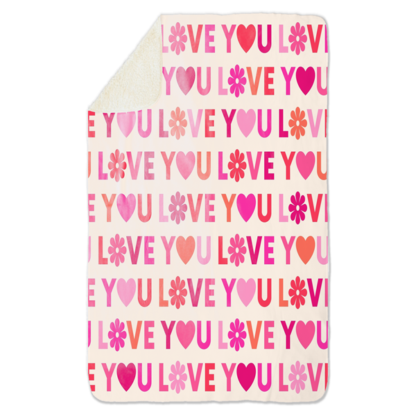 Fleecedeken Loveyou, 96x146cm, Polyester Sherpa, FD2025013