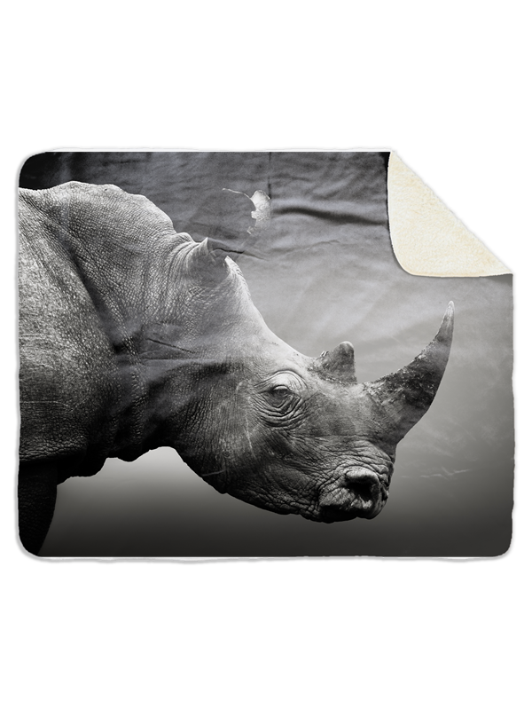 Fleecedeken Neushoorn, Materiaal: Sherpa, Polyester Afmetingen: 147x97cm