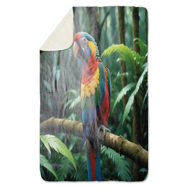 Fleecedeken Papegaai, 96x146cm, Polyester Sherpa