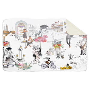 Fleecedeken Illustratie Paris, FD2023002, 96x146cm, Polyester Sherpa