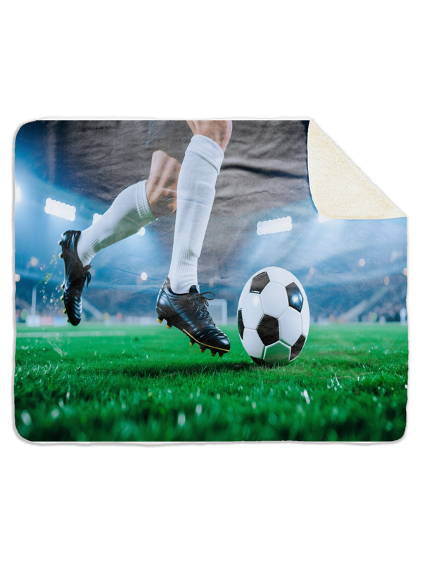 Fleecedeken Voetballer aan de bal, 96x146cm, Polyester Sherpa, FD2025040