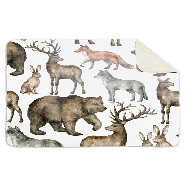 Fleecedeken Wildlife groot, 96x146cm, Polyester Sherpa