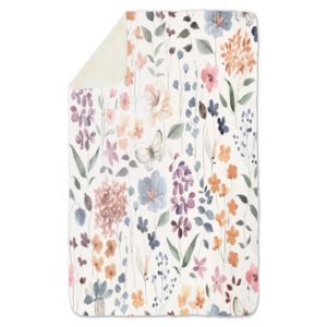 Fleecedeken Bloemen en Vlinders, 96x146cm, Polyester Sherpa