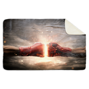 Fleecedeken Boksen , 96x146cm, Polyester Sherpa, deken met print