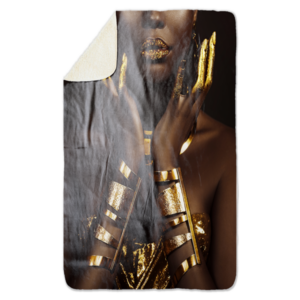 Fleecedeken Dame met goud, 96x146cm, Polyester Sherpa, deken met print