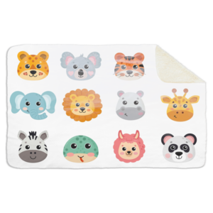 Fleecedeken Dierenillustratie, 96x146cm, Polyester Sherpa, FD2025007