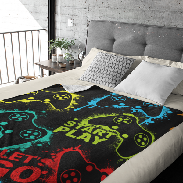 Fleecedeken Gamer, 96x146cm, Polyester Sherpa, FD2025009 - Afbeelding 3
