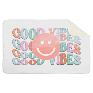 Fleecedeken Good vibes, 96x146cm, Polyester Sherpa, deken met print