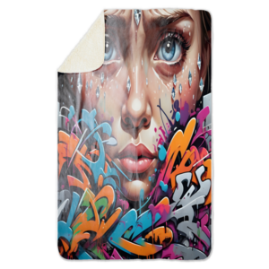 Fleecedeken Graffiti meisje, 96x146cm, Polyester Sherpa, deken met print