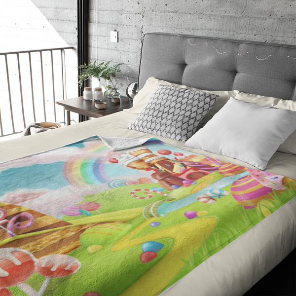 Fleecedeken Candyland, 96x146cm, Polyester Sherpa, print deken, FD2024985 - Afbeelding 2