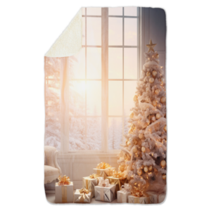 Fleecedeken Kerstboom wit, FD2023517, Plaid, 96x146cm, Polyester Sherpa