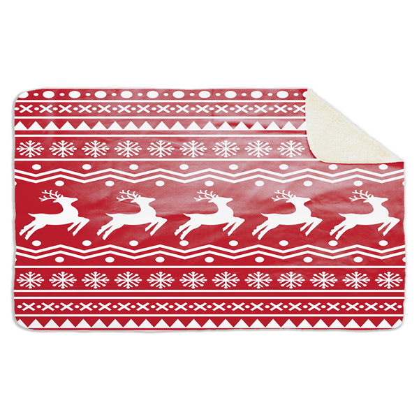 Fleecedeken Kerst rendien patroon, 96x146cm, Polyester Sherpa
