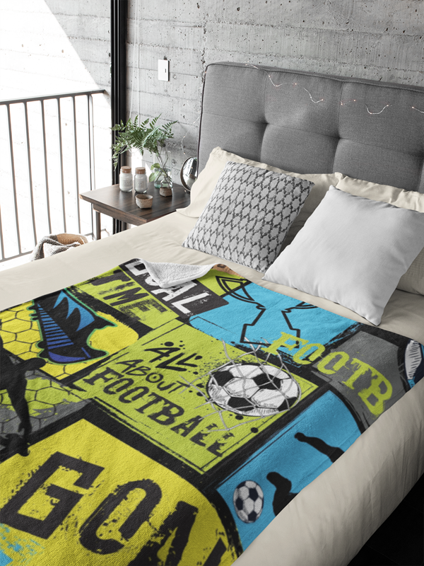 Fleecedeken Football, 96x146cm, Polyester Sherpa, FD2025026 - Afbeelding 2