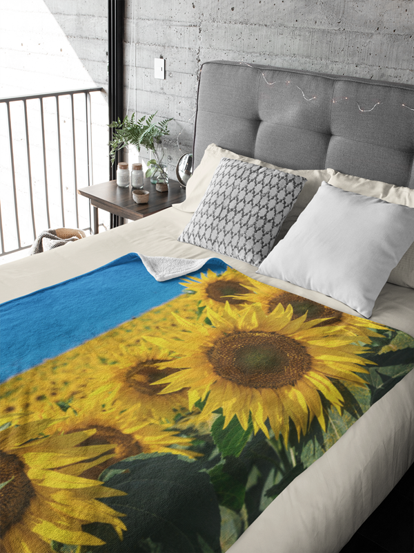 Fleecedeken Zonnebloemen, 96x146cm, Polyester Sherpa, FD2025037 - Afbeelding 2