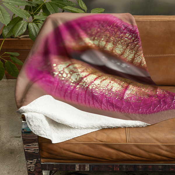 Fleecedeken mond goud, 96x146cm, Polyester Sherpa, deken met print - Afbeelding 2