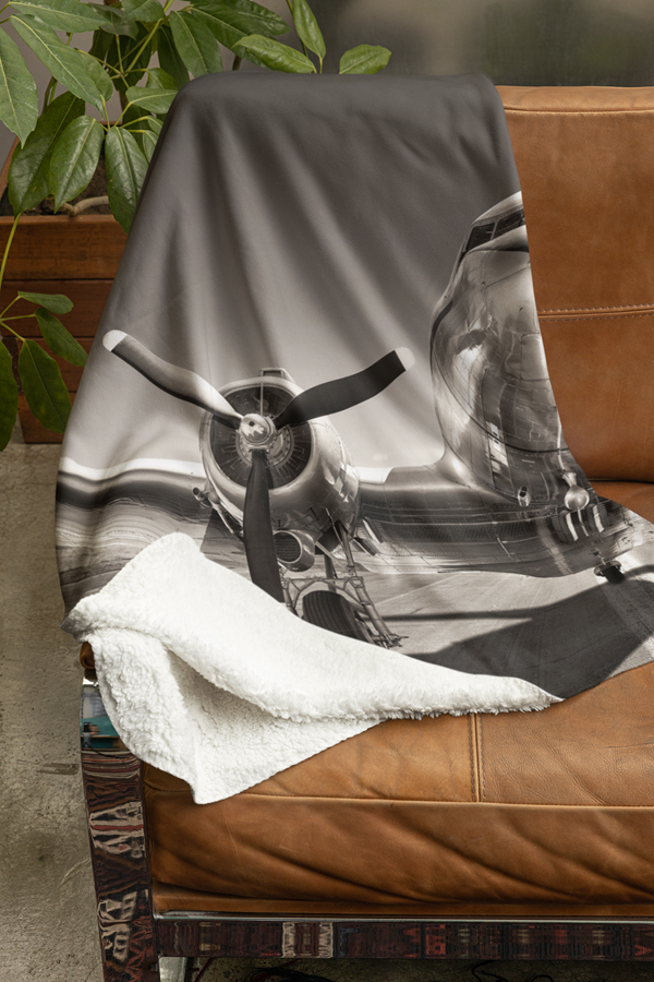 Fleecedeken Vliegtuig, 96x146cm, Polyester Sherpa - Afbeelding 3