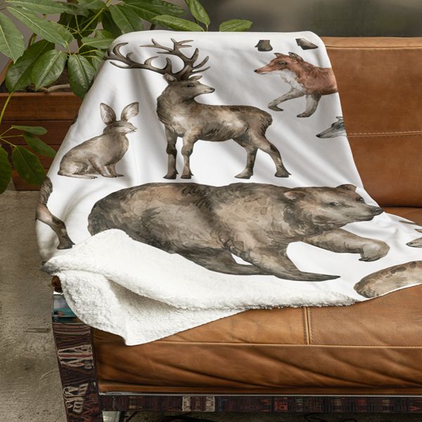 Fleecedeken Wildlife groot, 96x146cm, Polyester Sherpa - Afbeelding 3